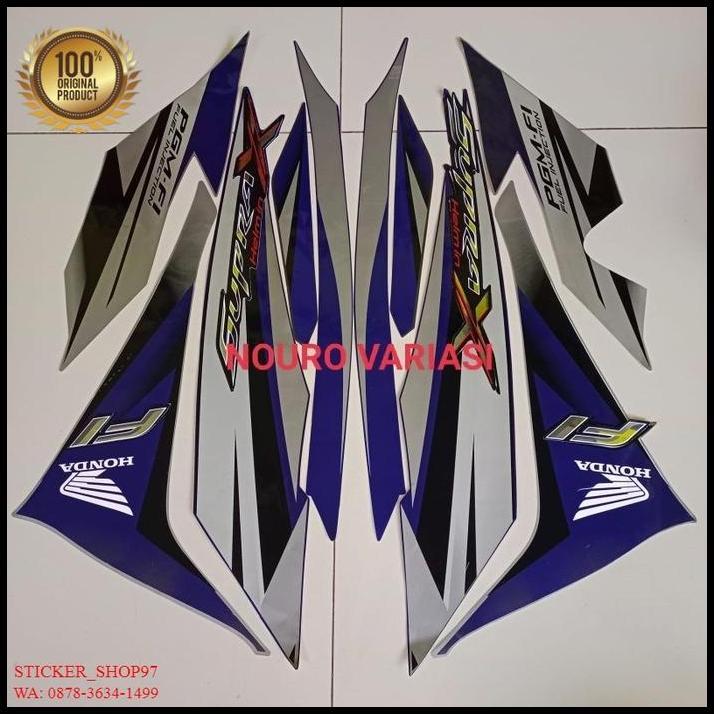 HOT DEAL (ORI) STRIPING HONDA SUPRA X 125 R HELM IN PGM FI 2012 BIRU SILVER !!!!!!!
