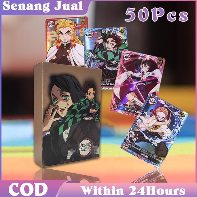 LUMIERE 50Pcs Kartu Anime Demon Slayer Trading Card Kartu Demon Slayer 1 Box Kartu Kimetsu No Yaiba 