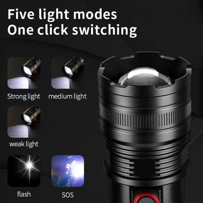 Sale Senter Led Super Terang Jarak Jauh 2000 Meter Zoomable Senter Anti Air Senter Led Usb C Recharg