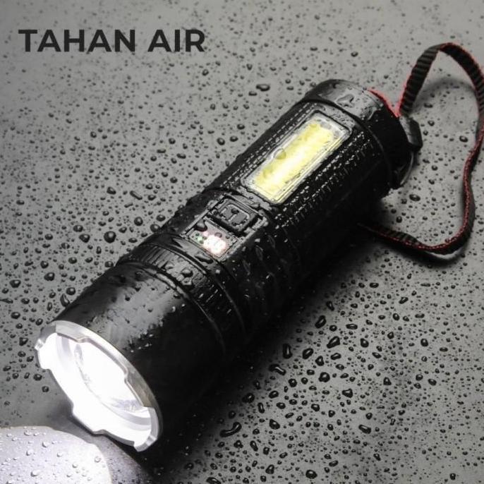 Promo Lampu Senter Led Rechargeable Senter Cas Usb Dengan Led Cob Waterproof Zoomable