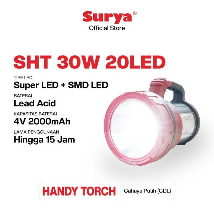 Grosir Surya Senter Led Lampu Emergency 2 In 1 Sht 30W Lampu Putih Baterai Usb