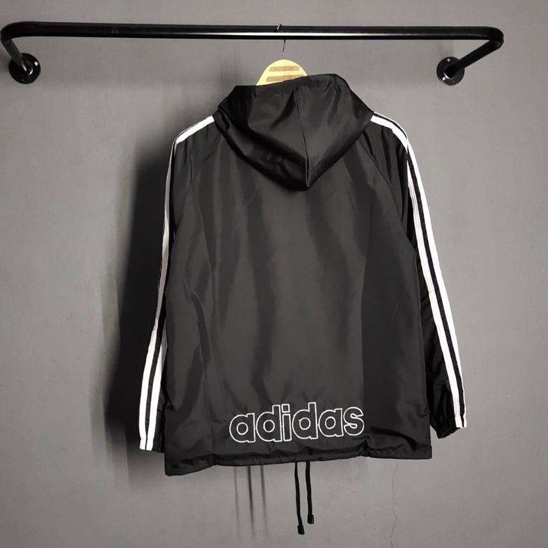 new deals jaket pria parasut adidas windbteaker hitam list putih xl xxl - jaket parsut jumbo - jaket