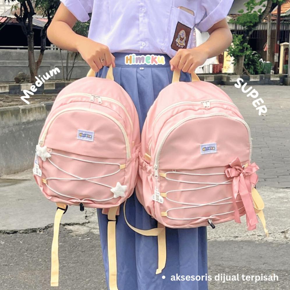 Himeku TAMAGO SUPER Backpack - Tas Besar - Muat Laptop - Ransel Kanvas Wanita Pria terlaris