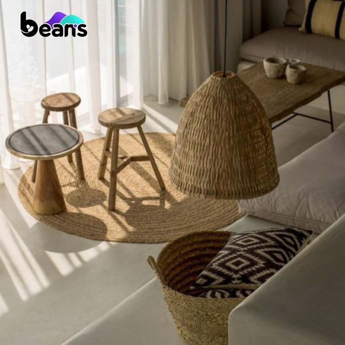 Beans Karpet Anyaman - Rug Anyaman - Rug Seagrass - Karpet Bulat