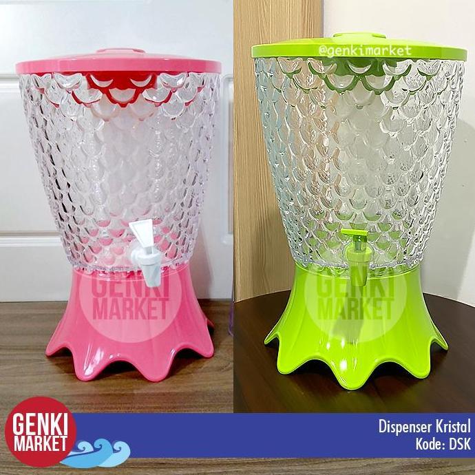 Tempat Air Minum Dispenser Air Minum Sirup Teh Dispenser Kristal Green RESTOCK