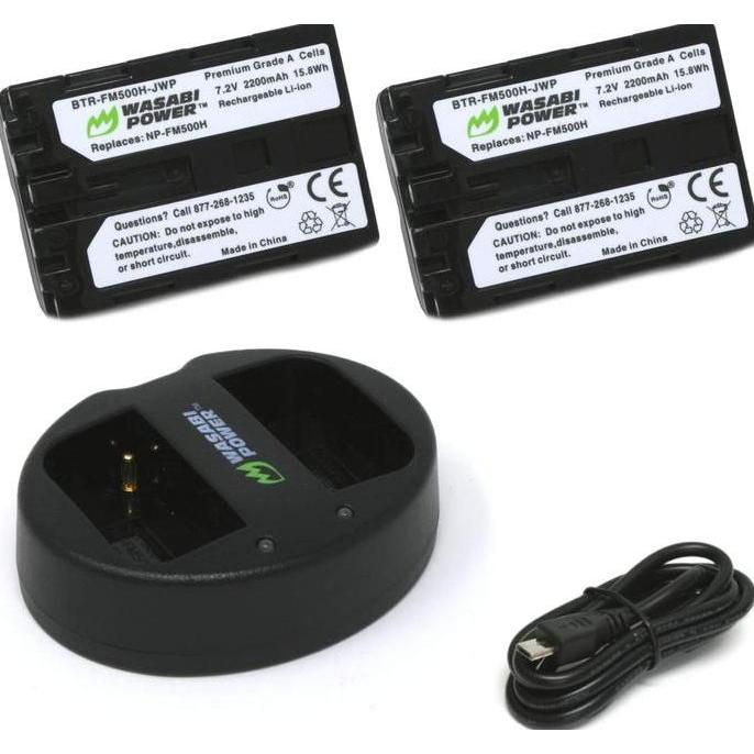 TERBARU - Wasabi Power Battery & Charger for Sony NP-FM500H NPFM500H NP FM500H Baterai SLT A57 A58 A