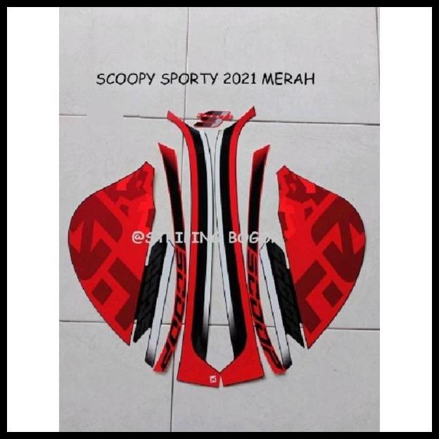 DISKON (ORI) STRIPING STIKER MOTOR HONDA SCOOPY SPORTY 2021 RED MERAH 