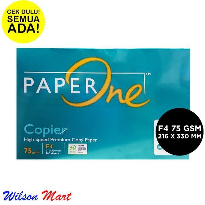 KERTAS HVS F4 PAPERONE COPIER 75 GSM 1 RIM 500 SHEETS 216 X 330 MM (TERBAIK) (TERBARU) (TERMURAH)