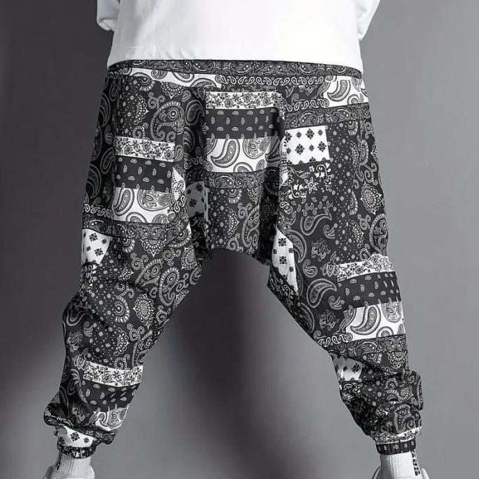 celana panjang harem pria etnik casual musim semi longgar