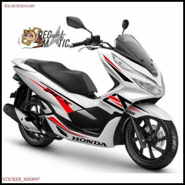 TERLARIS STICKER PCX 150 CUTTING STICKER PCX 150 PUTIH SPORTY HITAM MERAH 