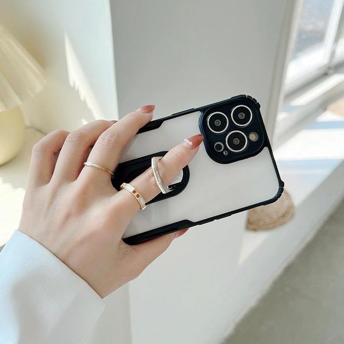 Case untuk Asus Zenfone MAX PRO M1 M2   i-Ring Standing Transparan CLEAR Armor Fuze Bening With Kick