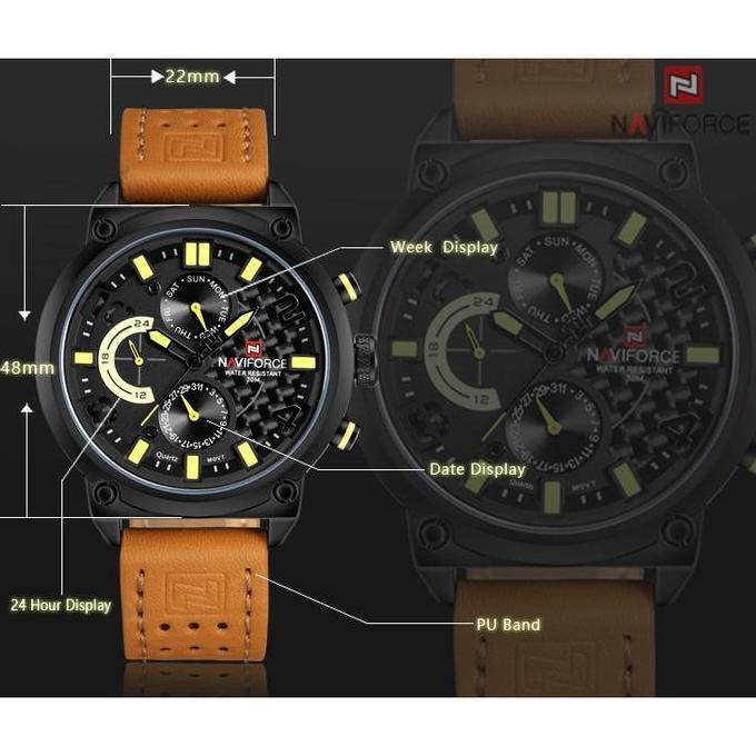 NAVIFORCE Jam Tangan Analog Pria NF-9068M Genuine Leather Strap