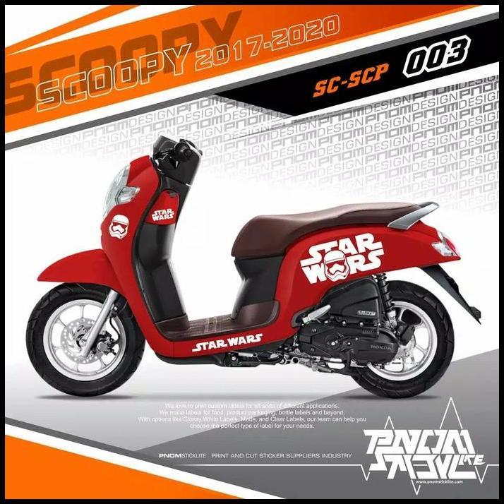 TERLARIS CUTTING STICKER STRIPING SCOOPY MERAH 2017-2021 STAR WARS PUTIH !!!!
