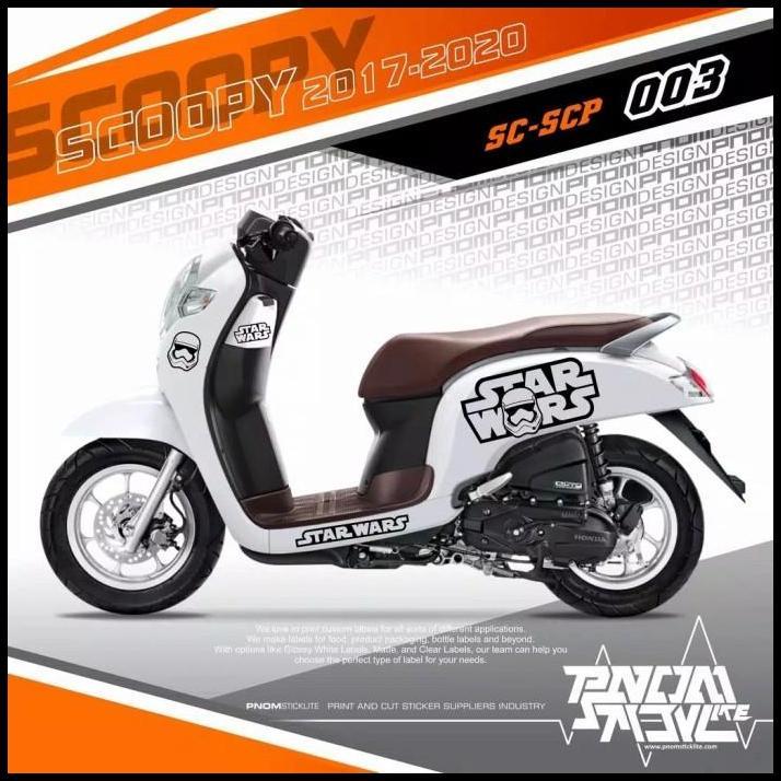 TERLARIS CUTTING STICKER STRIPING SCOOPY PUTIH 2017-2021 STAR WARS HITAM 