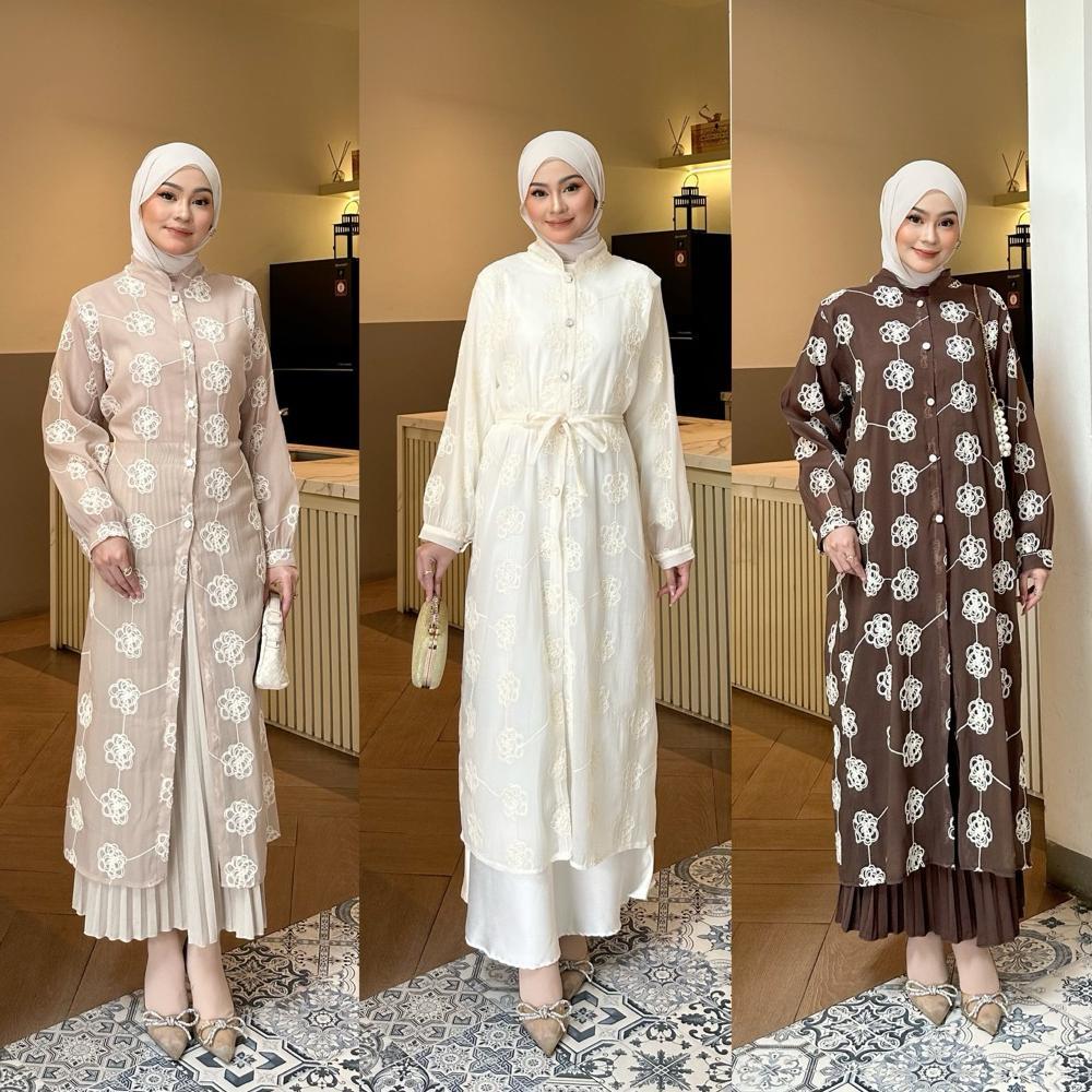 PROMO Dezhaf - Faaza Long Tunik / Tunik Silk Bordir / Tunik Lebaran