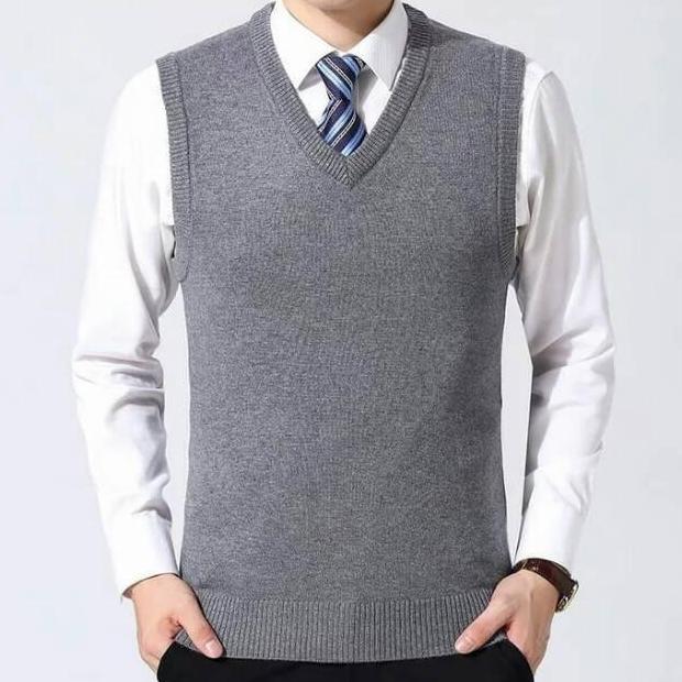 Rompi Pria Rajut Casual Keren Terbaru Kantor Semi Formal Vest Bahan Knitting Benang Halus Nyaman Siz