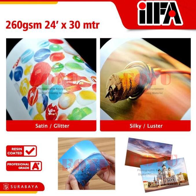 Kertas Foto Photo Paper ILFA Silky Luster Satin Glitter 260g L-24'x30m 24R 24 in inci 61 cm Water Pr