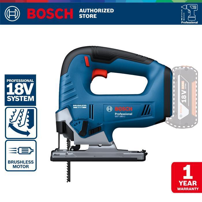 Bosch Brushless Jigsaw / Jigsaw Baterai 18 Volt GST 185-LI (UNIT ONLY)