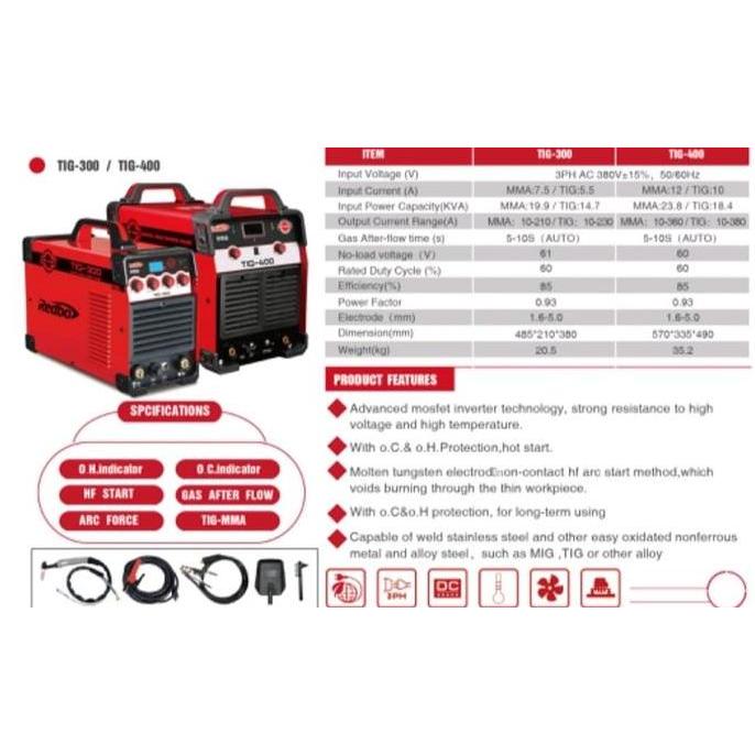Miliki Mesin Las Argon Redbo Tig 400 A 400A Trafo Inverter Listrik 3 Phase