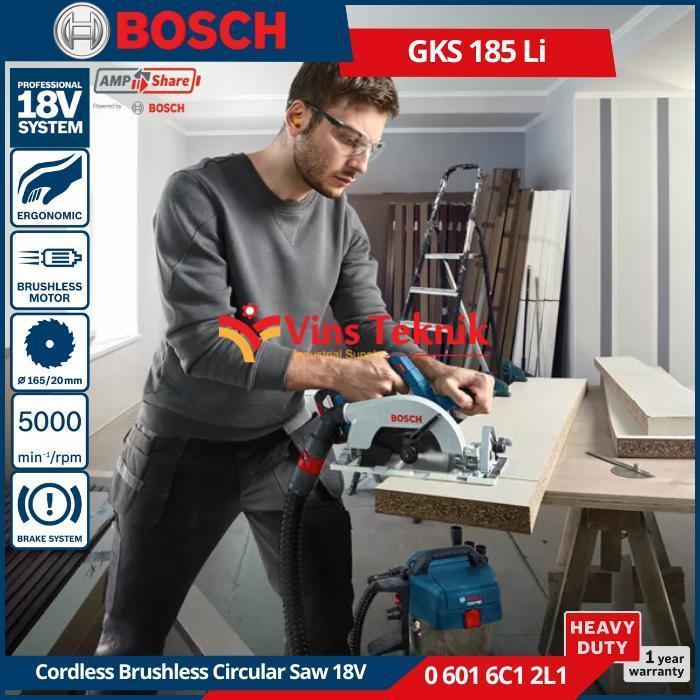 Mesin Gergaji Cordless Circular Saw 165mm GKS 185 LI BOSCH GKS185LI