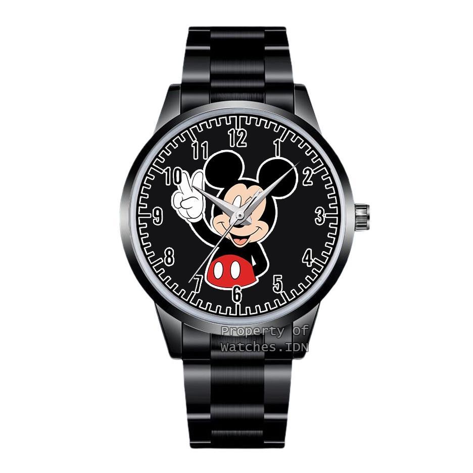 Jam Tangan K-Pop Cewek Rantai Stainless Fashion TerMickey Mouse