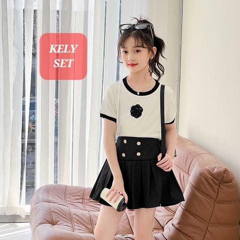 KELY SET BAJU SETELAN ANAK REMAJA CEWEK IMPORT ALA KPOP KOREA FASHION CASUAL