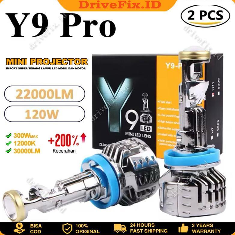 [2PCS] Ori H4/H11 Mini Pjector Projie Y7D/Y9D PRO 300Watt Import Super Terang Lampu LED Mobil Dan Mo