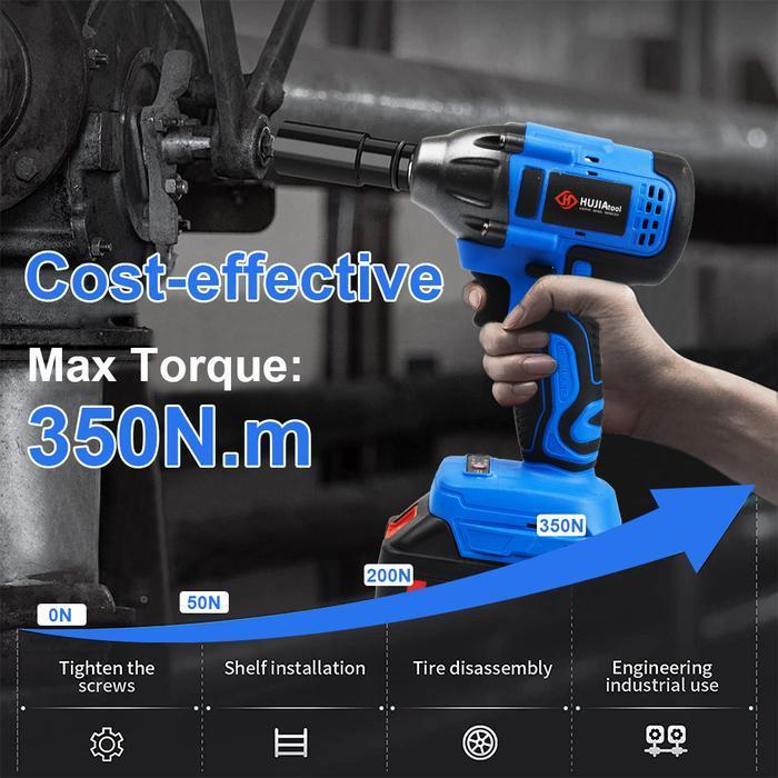 HUJIA Cordless Impact Wrench + Mesin Bor Beton Tembok Set Bukabaut Mobil Portable Baterai Pembuka Ba