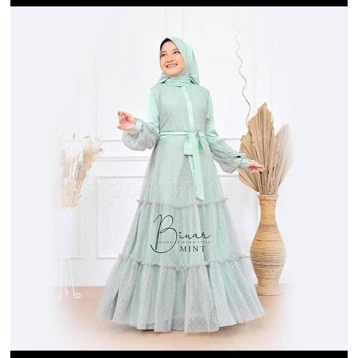 LIMITED EDITION  GAMIS ANAK PEREMPUAN USIA REMAJA UMUR 10-11-12-13-14 TAHUN BINAR SYARI KIDS TANGGUN