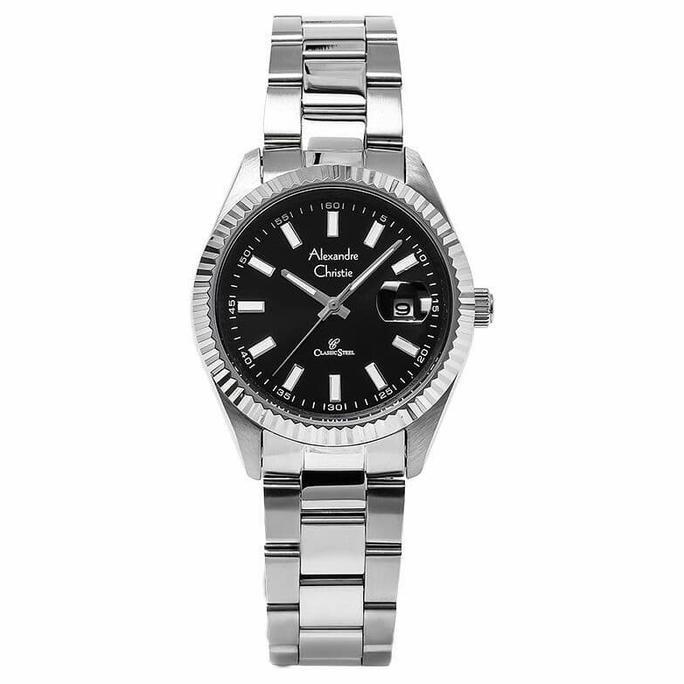 ALEXANDRE CHRISTIE AC5007 AC 5007 SILVER BLACK JAM WANITA ORIGINAL