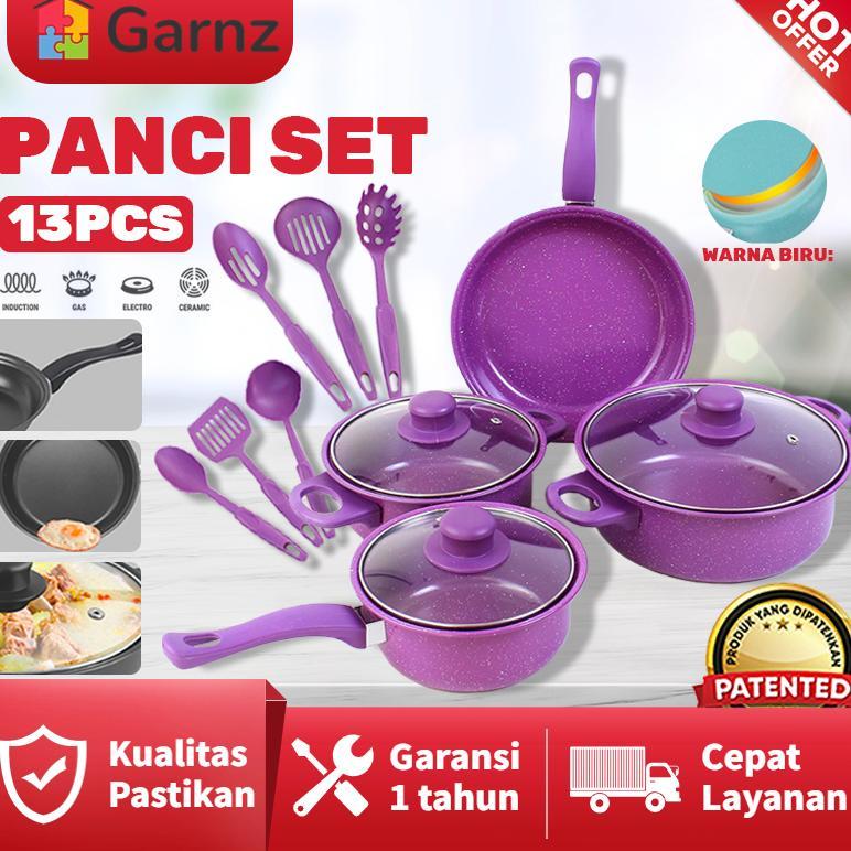 Cookware Panci Set 13 IN 1 Wajan Penggorengan Spatula Set Isi 13Pcs 1 Set Frypan Saucepan
