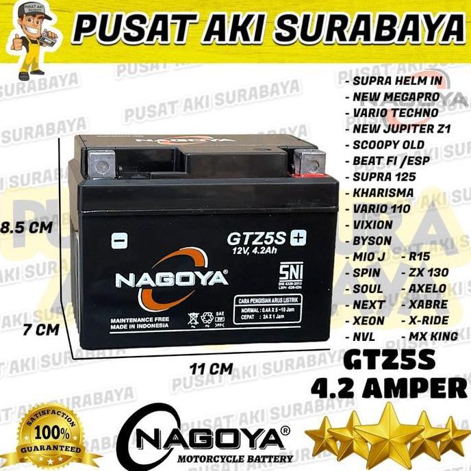 Promo PUSAT AKI SURABAYA SUPER NAGOYA GTZ5S ACCU MF KERING MOTOR MATIC BEAT Diskon