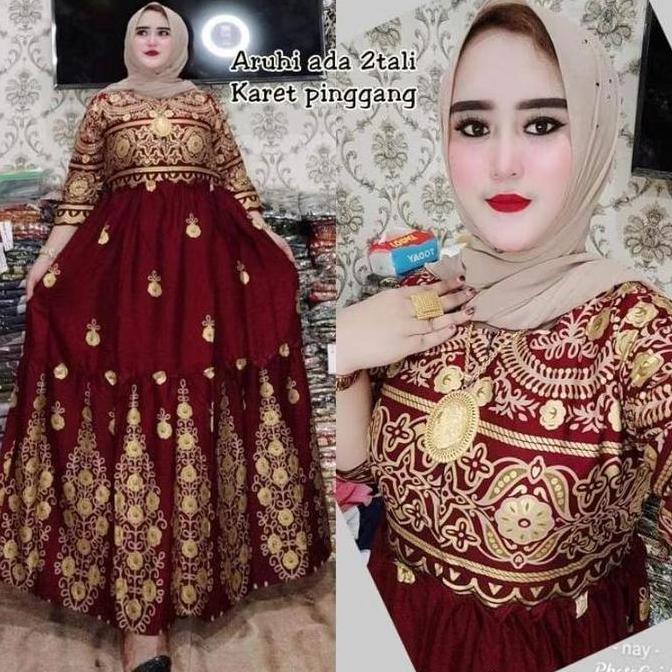 Gamis India Aruhi terbaru viral Diskon ongkir murah bos Dress Katun Rayon Dress Wanita Muslim Panjan