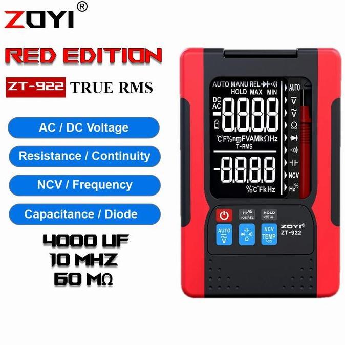 Zoyi ZT-922 Multimeter Avometer Ukur Arus listrik 4000uf 10mhz Diode N