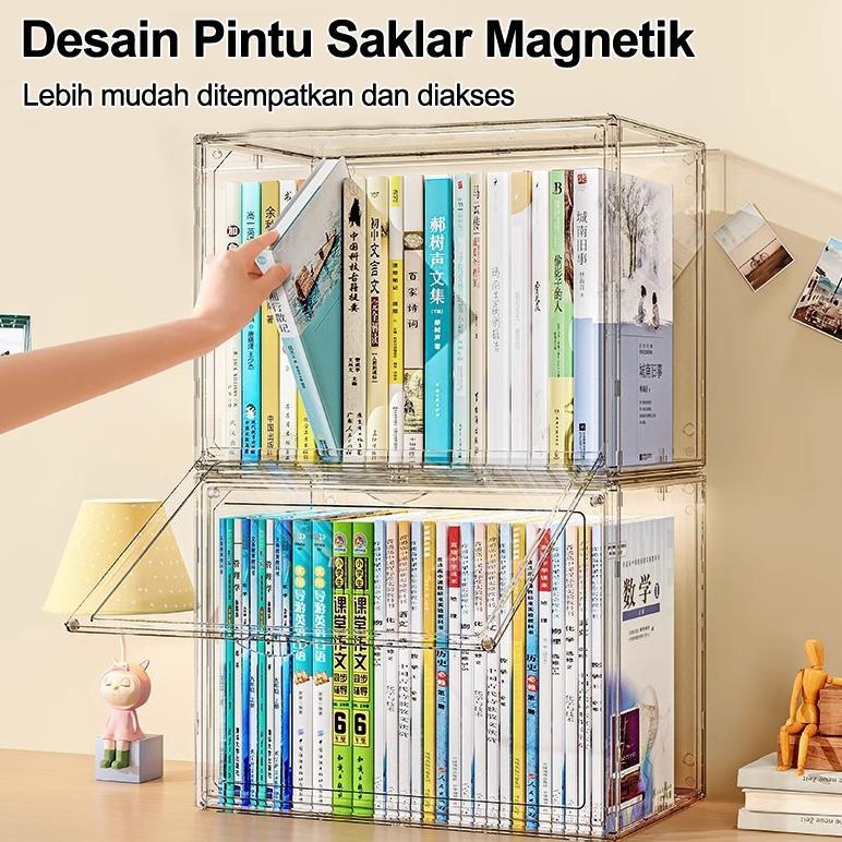 Ex45 [Seratus Bunga Mal]Kotak Penyimpanan Buku - Transparan - Kotak Display Akrilik - Rak Buku - Kot