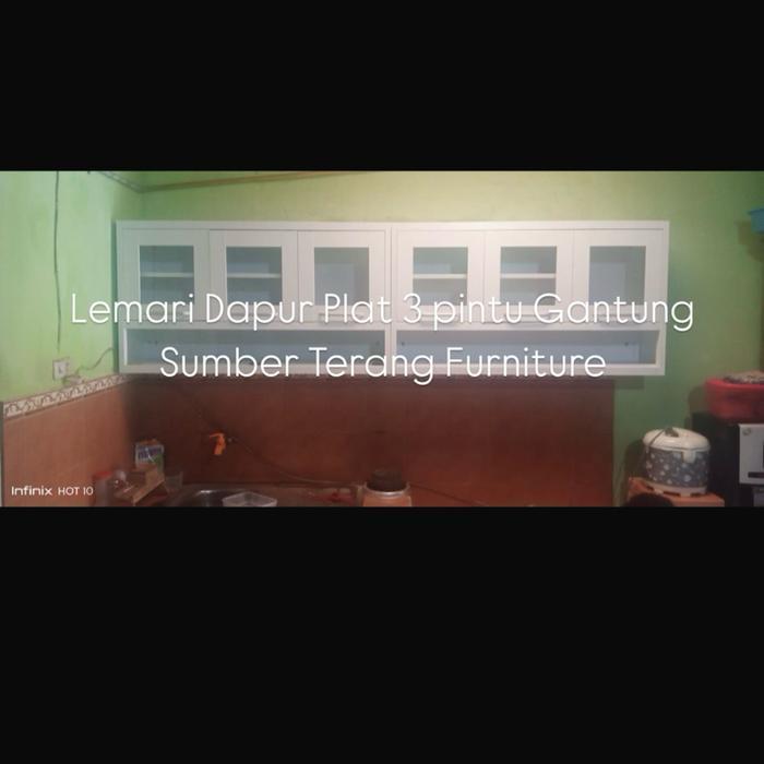 Lemari Gantung Dapur Plat Besi Pintu Sliding Rak Gantung Dapur 3 pintu Kitchen Set Plat Besi Lemari 