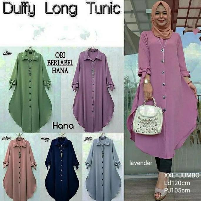 TERBARU Tunik Jumbo Duffy Ld120&100 Tunik wanita Terlaris Hijab Muslimah Kekinian Atasan Jumbo Busui