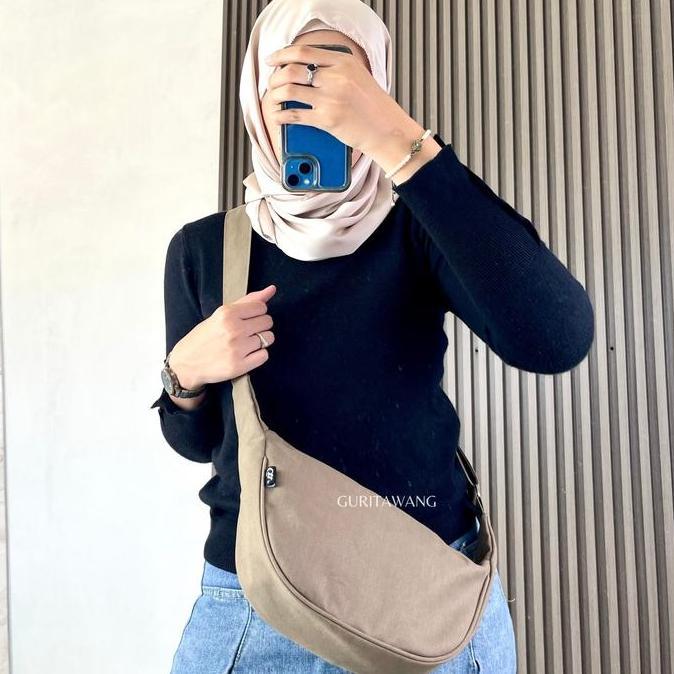 Bags- [Guritawang] Haiko Bag Sling Bag & Shoulder Bag Tas Selempang & Bahu Kanvas Wanita