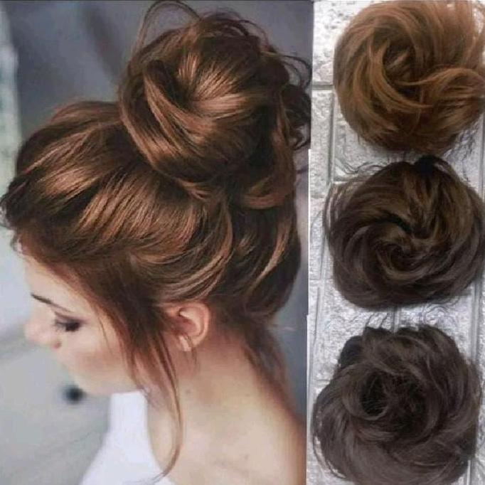 Lansungkirim- Ikat Rambut Wig Rambut Palsu Konde Cepol Rambut Bervolume Untuk Pesta Karet Rambut Pal