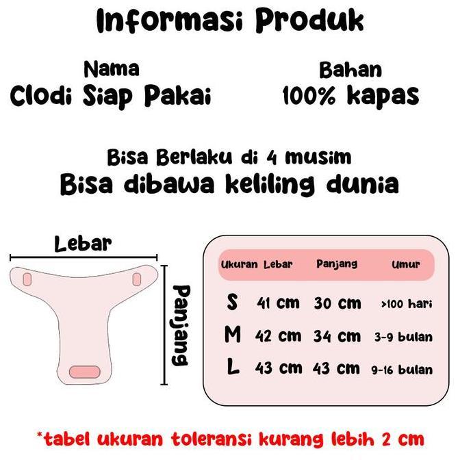 Brea- Clodi Bayi Siap Pakai Adem Dan Lembut Tanpa Insert  / Cloth Diaper / Celana Dalam Anak / Popok