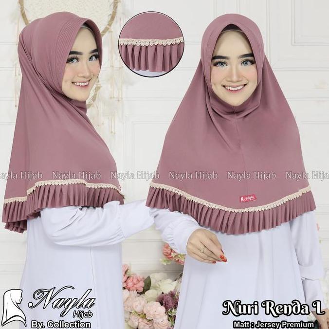 DA26 - Jilbab Instan Nuri Renda L Hijab Bergo Jersey Premium Nayla Hija'b