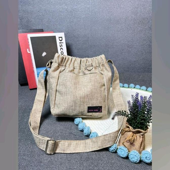 Bags- Tas Selempang Tas Bahu Dumpling Xl_  Sling Bag Wanita Cewek Kanvas  Berkualitas Tinggi - Canva