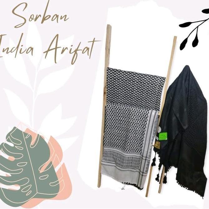 Womenacc- Sorban India Arafat Hitam Putih / Sorban Putih Kotak