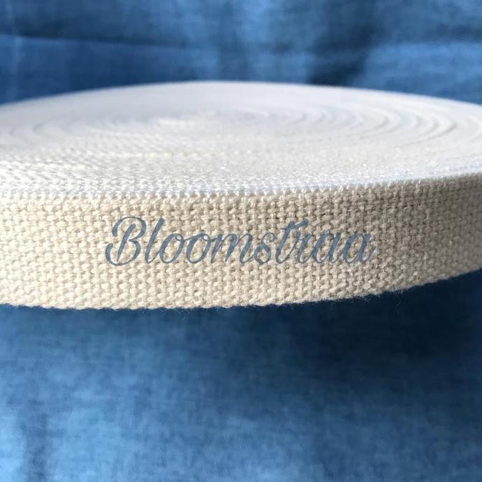 Webbing katun 25 mm 2,5 cm cotton webbing 25mm 2,5cm tali putih roll