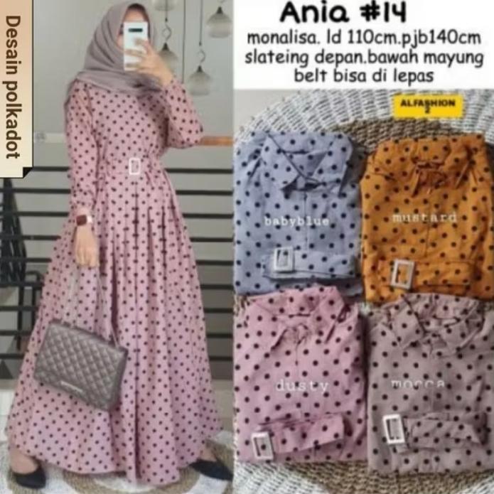 CUCI GUDANG Gamis Monalisa ll Gamis Motif Polkadot ll Fashion Terbaru ll Gamis Polkadot Monalisa