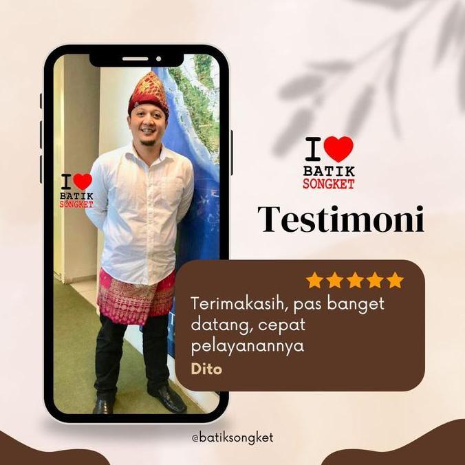 Womenacc- Topi Tanjak Pria Laki-Laki Songket Tenun Asli Adat Palembang Melayu Batiksongket