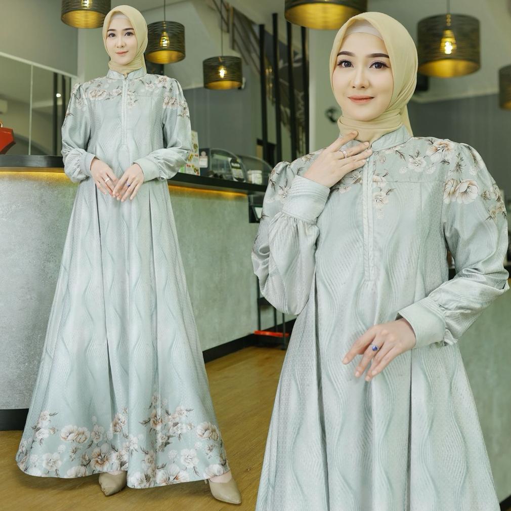 BIG SALE Az Zahra Gamis Dobby Silk Premium motif Wanita Muslim Terbaru Jumbo dan Busui