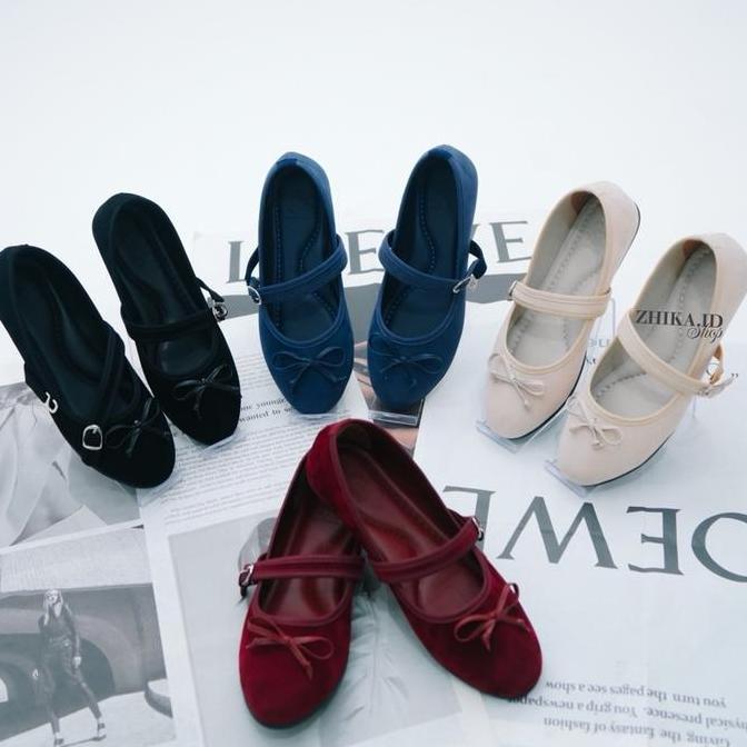 BELI Sepatu Flatshoes Wanita Tali Pita Mary Janes Perempuan Kerja Pesta Sneakers BELI