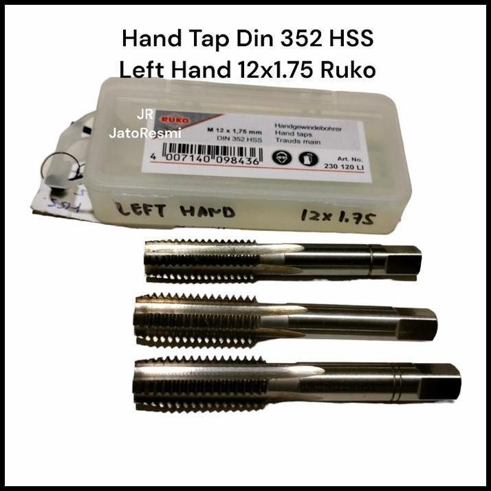 TERBARU RUKO HAND TAP DIN 352 LEFT HAND 12X1.75 (230120LI)  HAND TAP DRAT KIRI