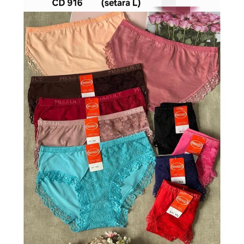 Nyaman- Paket 3Pcs Cd Wanita Missili Renda Transparan Bagian Depan Super Premium! - Dalaman Wanita D